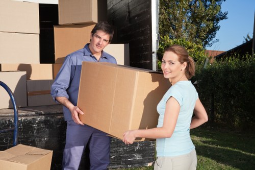Packed boxes and household items prepared for transport